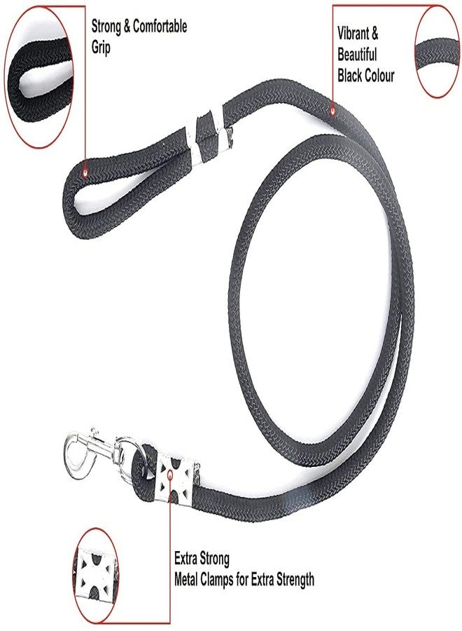 Pups&Pets Dog Rope Leash Comfortable Nylon, Brass Hook (1.65mtr, 12MM) (Black) - Image 2